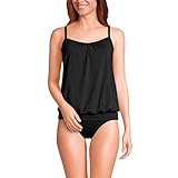 Lands' End Womens Chlorine Resistant Blouson Tankini Top Black Regular 10