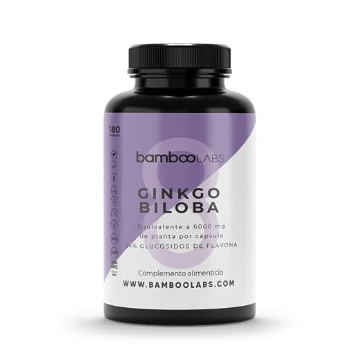 Bamboo Labs - Ginkgo Biloba 6000 mg, 100% Naturales con 24% Flavonoides y 6% Terpenos, Ginko Biloba Capsulas es un Potente Antioxidante que Mejora la Memoria y la Concentración - 180 Cápsulas
