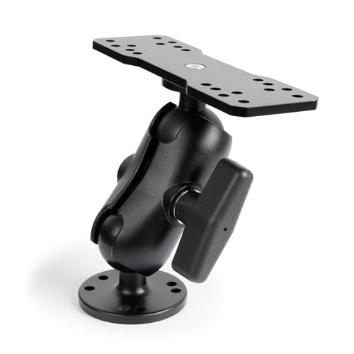FPN Soporte de montaje universal, brazo extendido de aleación de aluminio con placa esférica y rectangular, base circular para buscador de peces, trazador GPS, sonda de profundidad, radio CB