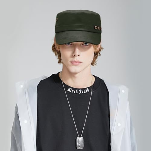 Image of Cadet Army Hat 2 Pieces Flat Top Cap Unisex Military Hat for Women Men