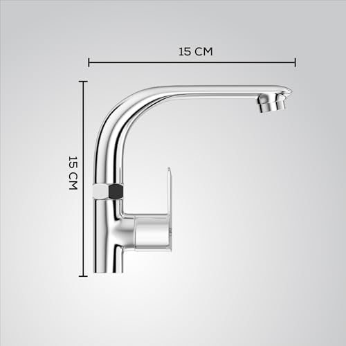 Image of GLOXY Premium Brass Spindle Swan Neck Kitchen Sink Tap with 360 Degree Swivel Spout Lotus Lever with Chrome Finish - Deck Mounted Wash Basin Tap for Kitchen Sink & Bathroom with 10 Years Warranty