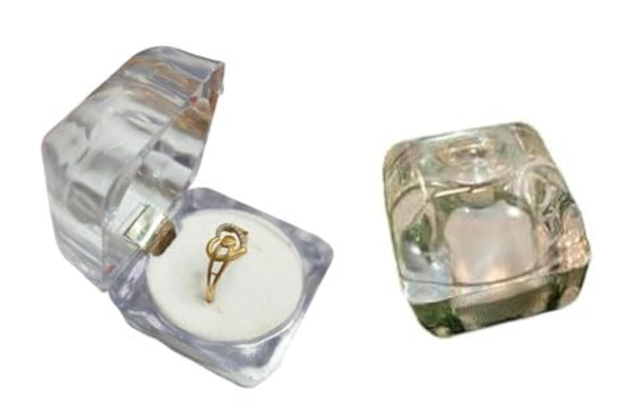 Clear Crystal Ring Gift Boxes Jewelry Storage Box