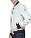 DKNY Men's Faux Leather Varsity Bomber Jacket, Ice Smooth Lamb, Large