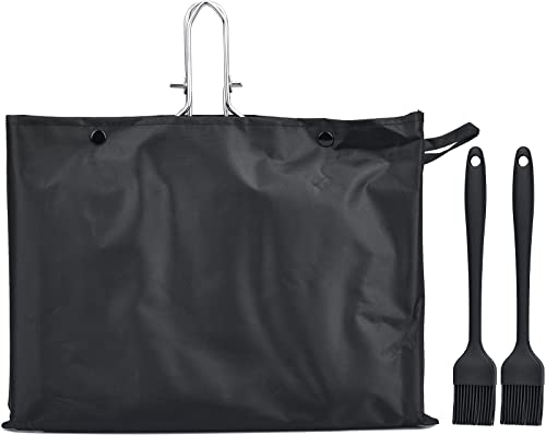 Grillkorb Fischbräter, Fisch-Grillkorb, Edelstahl Barbecue Grillschale, Faltbar, Tragbar, Rostfreie Zubehör Körbe zum Grillen, Grillkorb für Fisch und Gemüse, mit Oxford-Tasche & 2 Silikonbürste