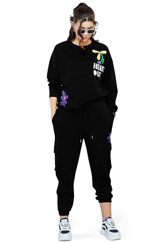 Image of ZEYO Women Cotton Track Suit Conversational Printed Co-ords Set