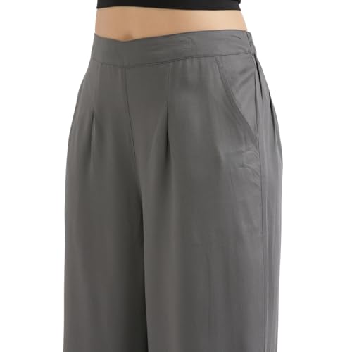 Image of SAADAA Palazzo Pants for Women Half-Elasticated Waistband | Palazzo for Women in Soft Viscose Fabric | Regular Fit with Mid Rise Waist & Deep Pockets | Versatile for Formal & Casual Wear