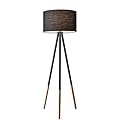 Adesso 6285-01 Louise, 60.25 in., 150 W Incandescent/ equiv. CFL, Black Painted Metal w/ Wood Tips, 1 Floor Lamp