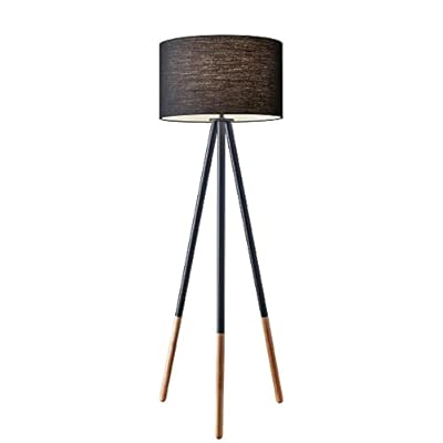 Adesso 6285-01 Louise, 60.25 in., 150 W Incandescent/ equiv. CFL, Black Painted Metal w/ Wood Tips, 1 Floor Lamp