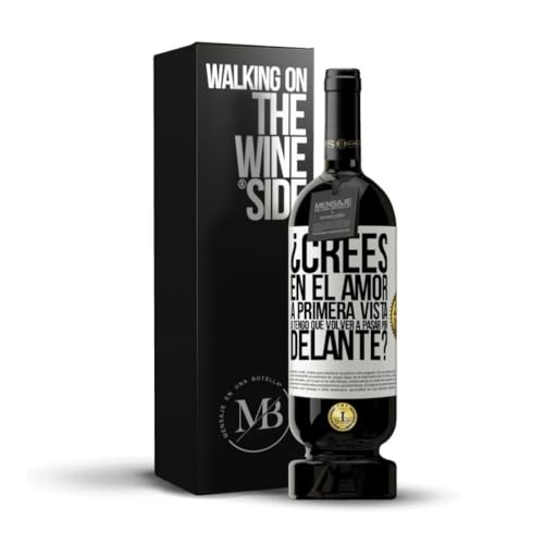 «¿Crees en el amor a primera vista o tengo que volver a...» Mensaje en una Botella. Vino Tinto Premium Reserva 12 Meses MBS Martín Berasategui System + Gift Box. Etiqueta Blanca PERSONALIZABLE
