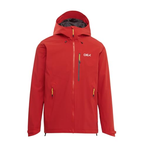 OEX Men's Aonach II Waterproof Jacket with Fully Adjustable Mountain Hood, 2-Layer Stretch Shell, YKK AquaGuard Zip & Pit Vents (UK, Alpha, XS, Regular, Regular, Red)