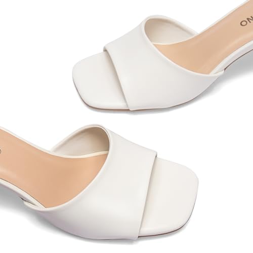 Womens Kitten Heel Sandals Square Open Toe Mules 2.3 Inch Stiletto Heeled Sexy Slip On Sandals for Party Casual3