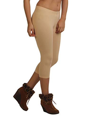 Image of Frenchtrendz Women's Cotton Spandex Stretchable Mid Rise Slim Fit Legging Capris (XS-4XL)