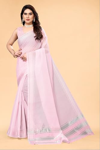 Image of Sidhidata Women's Kota Doria Cotton Manipuri Saree With Unstitched Blouse Piece (Rasbharii Free Size)