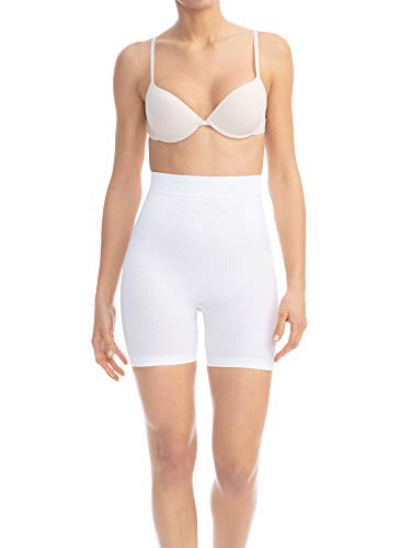 Farmacell 302 (White, L/XL) Women's Push-up Anti-Cellulite Control mid-Thigh Shorts, 100% Made in Italy