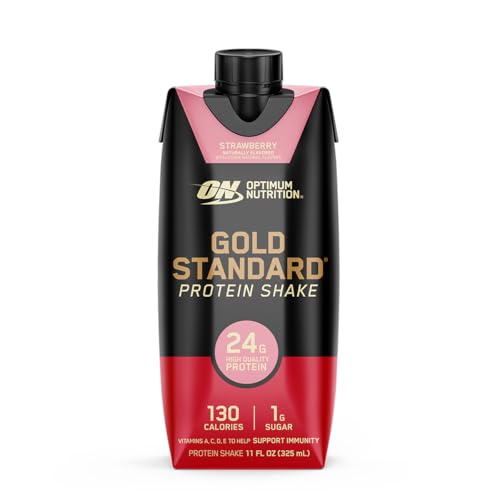 Image of Optimum Nutrition Gold Standard 24g Protein Shake, Strawberry, 12 Ct
