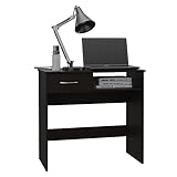 FM FURNITURE Plano 2 Piece Home Office Set with Desk and Standing 4-Shelf Bookshelf, Black