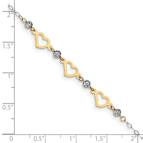 Lex & Lu 14K Two-Tone Gold Oval Link Anklet 9'' #TOP2