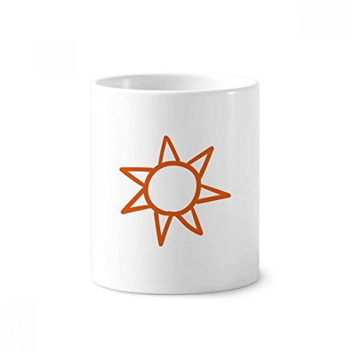 Porte-crayon céramique orange et blanc au motif soleil fait main 9,6cm
