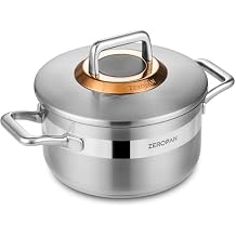 Hybrid Nonstick 3-Quart Stockpot,8 Inch Stainless Steel Stockpot with Lid,Non-stick Soup Pot,PFAS PFOA PTFE Free,Dishwasher-Friendly, Oven-Safe Up to 600F,Compatible with All Cooktops