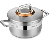 ZEROPAN Hybrid Nonstick 3-Quart Stockpot,8 Inch Stainless Steel Stockpot with Lid,Non-stick Soup Pot,PFAS PFOA PTFE Free,Dishwasher-Friendly, Oven-Safe Up to 600°F,Compatible with All Cooktops
