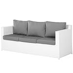 Beliani Lounge-Set Roma Polyrattan Weiß-Grau