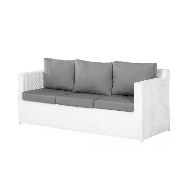 Beliani Lounge-Set Roma Polyrattan Weiß-Grau