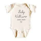 WEAR PHYSIQUE Custom Embroidered Pregnancy Announcement Bodysuit, Newborn Gift, Coming Soon Baby Clothing with Name & Date