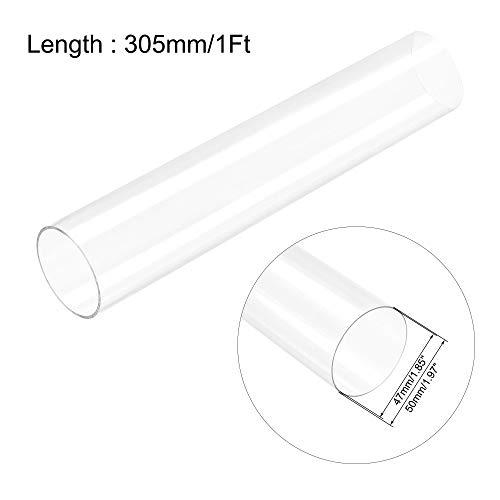 Image of uxcell Clear Rigid Tubing 47mm(1.85'') ID x 50mm(1.97'') OD x 1Ft Length Round Plastic Polycarbonate Tube