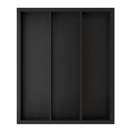 Unibambou Bamboo Utensil Drawer Organizer, Silverware Tray Organizer, Kitchen Drawer Organizer for Flatware Cutlery (Black, 3 Slots)