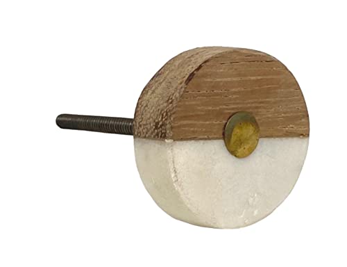 Shabby Restore Stone & Wood Round Decorative Knobs for Furniture, Drawers, Cabinets, Doors - Pack of 10