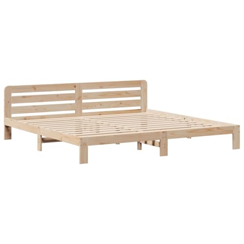 vidaXL Massivholzbett, Holzbett ohne Matratze, Bettgestell mit Kopfteil Lattenrost, Bett Doppelbett für Schlafzimmer, 200x200cm Kiefernholz