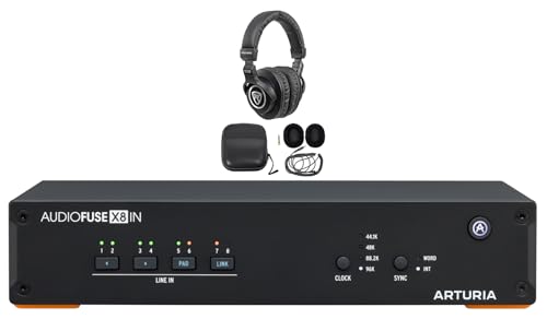 Arturia AudioFuse X8 IN Bundle: Audio Interface Expander with 8 Line Inputs, 24-bit 96 kHz ADAT Out, PRO-M50 Studio Headphones with Detachable Coil Cable, Case, 2-items