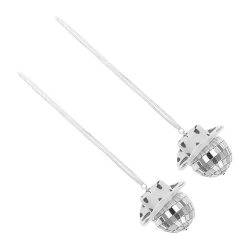 Gatuida - Accesorios para espejo retrovisor de auto: 2 piezas de bola espejada colgante con sombrero de vaquero, decoración disco ball para auto y hogar miniatura 1