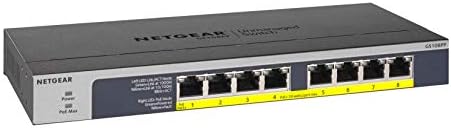 NETGEAR 8-Port Gigabit Ethernet Unmanaged PoE Switch (GS108PP) - with 8 x PoE+ @ 123W Upgradeable, Desktop, Wall Mount or Rackmount, and Limited Lifetime Protection