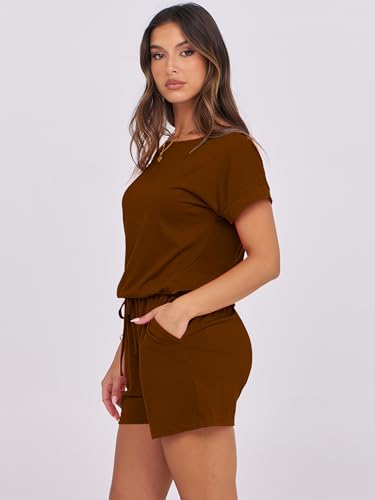 ANRABESS Rompers for Women Summer 2026 Casual Dressy One Piece Tshirt Short Pants Jumpsuit Beach Vacation Outfit Clothes A233qianzong-M