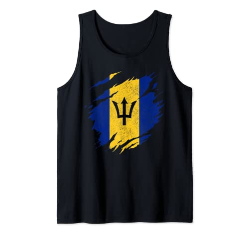 Barbados Flag Vintage Caribbean Tank Top, Black