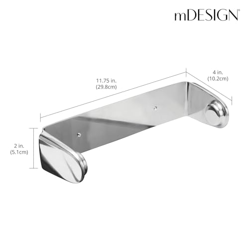 mDesign Metal Wall Mounted Paper Towel Holder Dispenser for Walls or Under Cabinet in Kitchen, Pantry, Cupboard, Sink Storage, Holds Jumbo Rolls - Omni Collection - Polished Stainless Steel by mDesign - Image 4