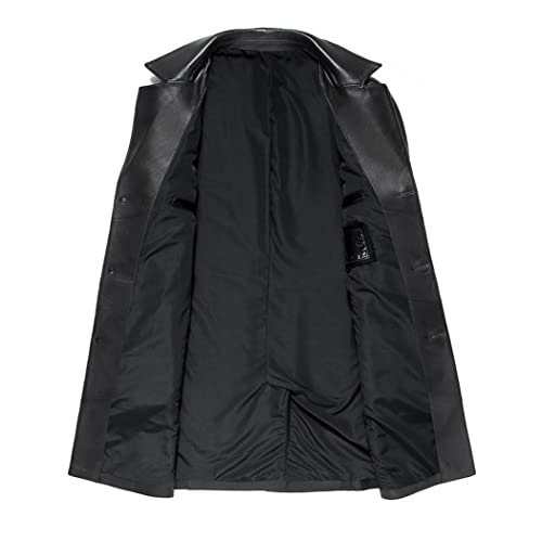 Mens Single Business Casual Leather Jacket, Male Long Coat Leather Coat steampunk buy now online