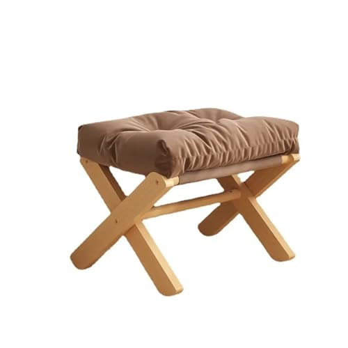 Repose-Pieds Pliable en Bois de Hêtre Gris Clair | Tabouret de Rangement Compact