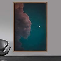 Framed Canvas Wall Art Moon Astronomy & Space Bedroom Colorful Contemporary Moon Multicolor Photography - 16x24 inches