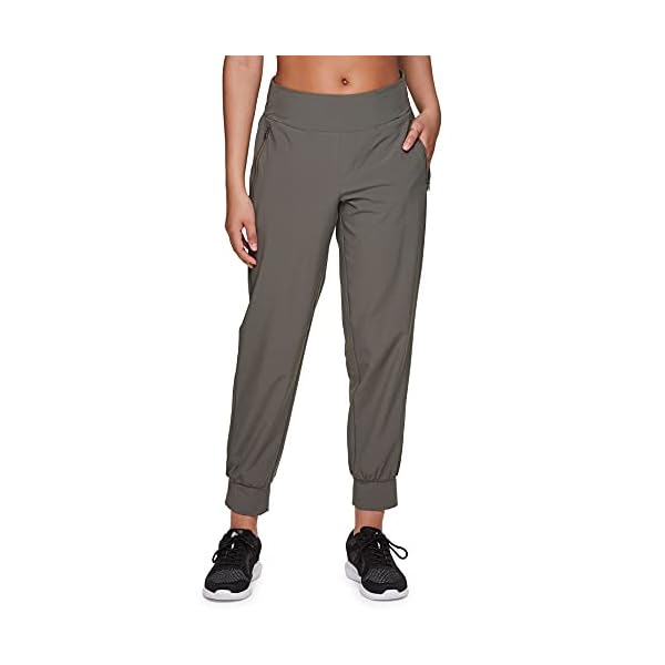 Avalanche Women's Hiking Pant, Everyday Casual Quick Drying Stretch Woven Ankle Jogger Pant with Zipper Pockets for Women Olive Green L