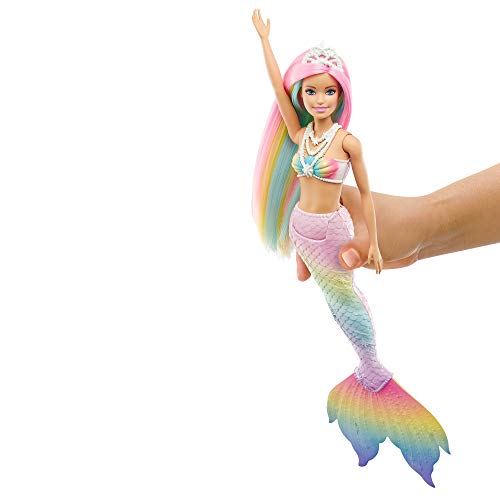 Barbie GTF89 - Dreamtopia Regenbogenzauber Meerjungfrauen-Puppe mit Regenbogenhaaren und Farbwechsel-Funktion, Geschenk… – Bild 6