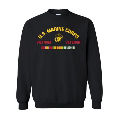 Military Productions US Marine Corps Vietnam Veteran Sweatshirt Officially Licensed X-Large Black