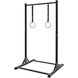 Pull Up Station, Bongkim Power Tower Portable Pullup Bar Station, Pull Up Bar for Home Gym, Pull Up Tower Station 330LBS (Black-Rings)