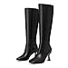 Athlefit Black Knee High Boots for Women Kitten Heel Square Toe Tall Boots Fashion Stiletto High Heel Dress Booties Size 8.5
