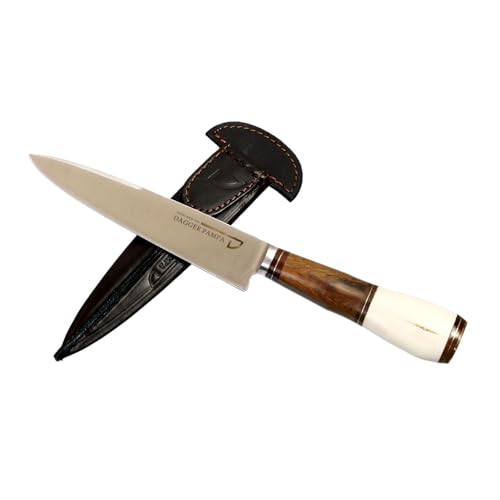 Genérico Cuchillo de acero inoxidable 440 de 5,90' con mango de madera y hueso de vaca