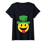 Photo Gallery donna st patrick day silly smile face irlandese verde trifoglio divertente maglietta con collo a v Photo Gallery donna st patrick day silly smile face irlandese verde trifoglio divertente maglietta con collo a v