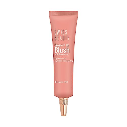 Swiss Beauty Cream It Up Blush | Highly pigmented | Super-blendable | Long-lasting | Enriched with Shea Butter | Multipurpose | Shade-03 Cheeky Peach, 10ml
