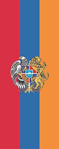 Drapeau de l'Arménie avec armoiries 120x300 pour honorer vos racines