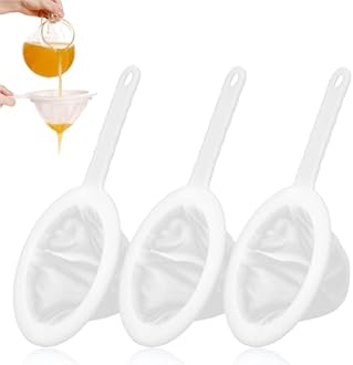 White Plastic Mesh Strainer, Ultra-Fine Nylon Mesh Sieve with Handle 100/200/400 Mesh Food Grade PP Strainer for SOYA Milk Juice Coffee Tea and Other Liquid